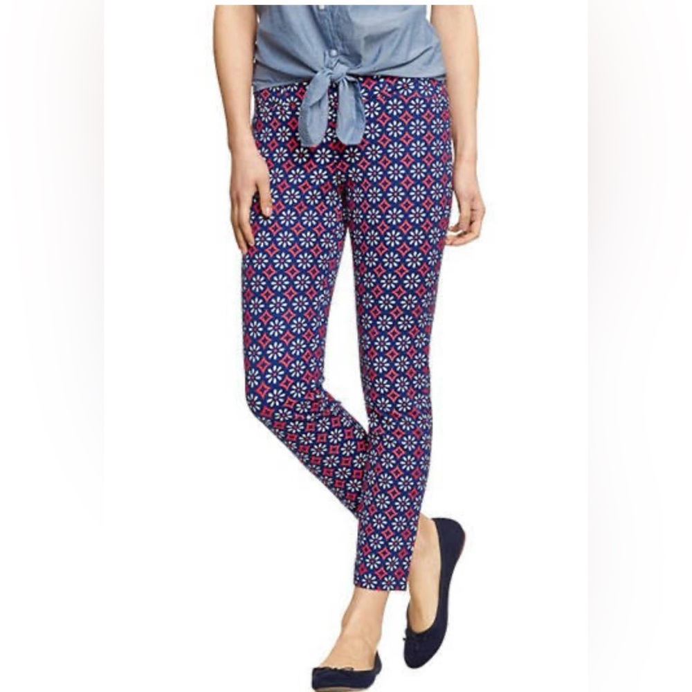 Old Navy Womens‎ Diva Cropped Pants Multicolor Red Floral Mid Rise Stretch 12R